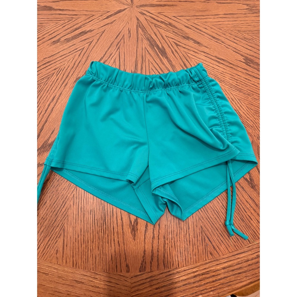 Five Dancewear Teal Green Ruched Side Dance Shorts Kids Youth Large YL